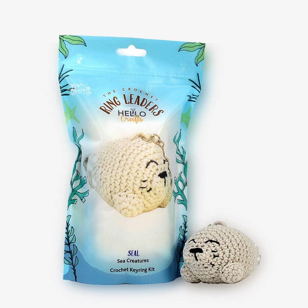 Ringleaders Keyring Crochet Kit - Sea Creature - Seal - Crochet Kit For Beginners - Complete Crochet Supplies - Yarn And Crochet Tools