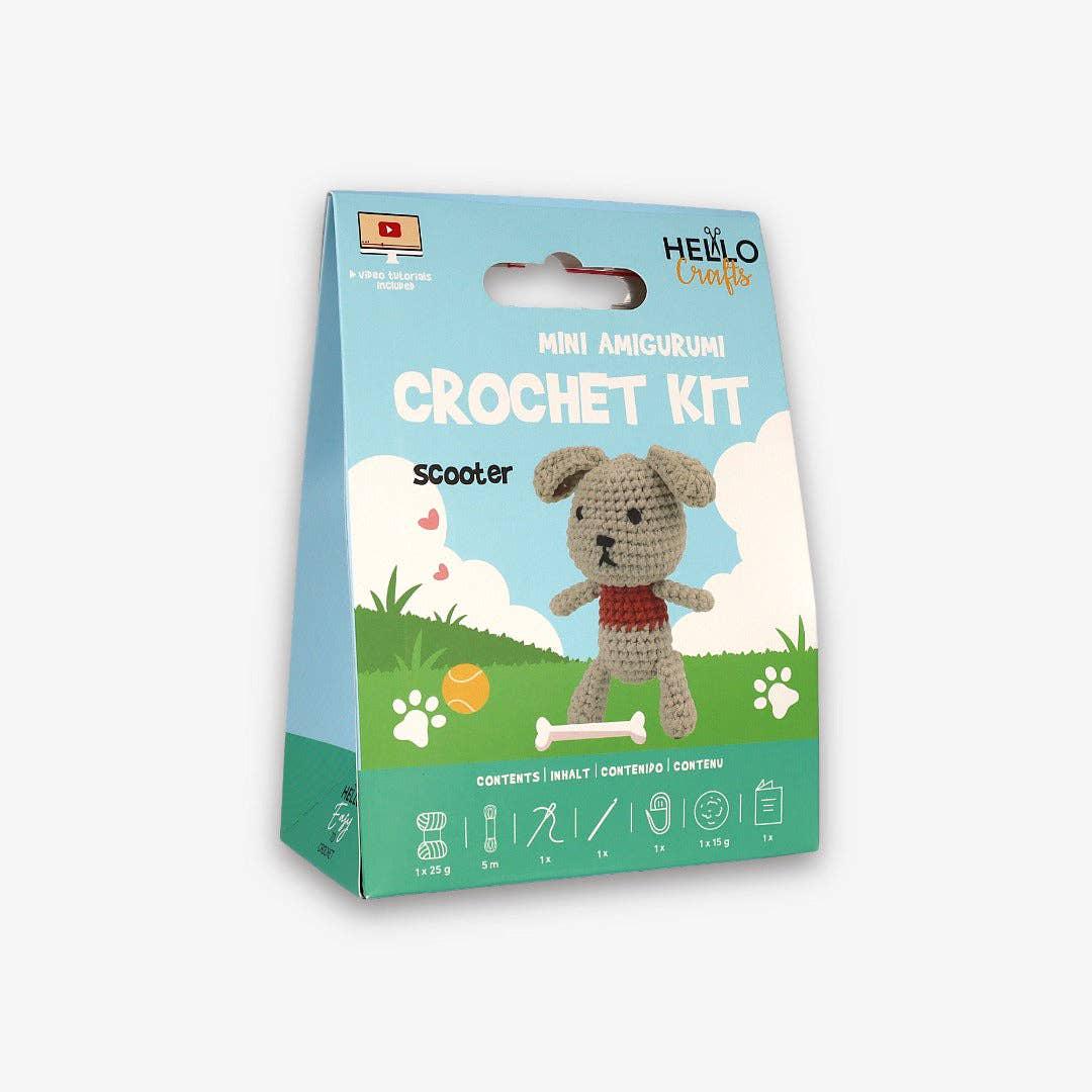 Knitty Critters - Mini Amigurumi - Scooter | DIY Crochet Kit - Crochet Kits For Beginners - Soft Cotton/Acrylic Blend Yarn