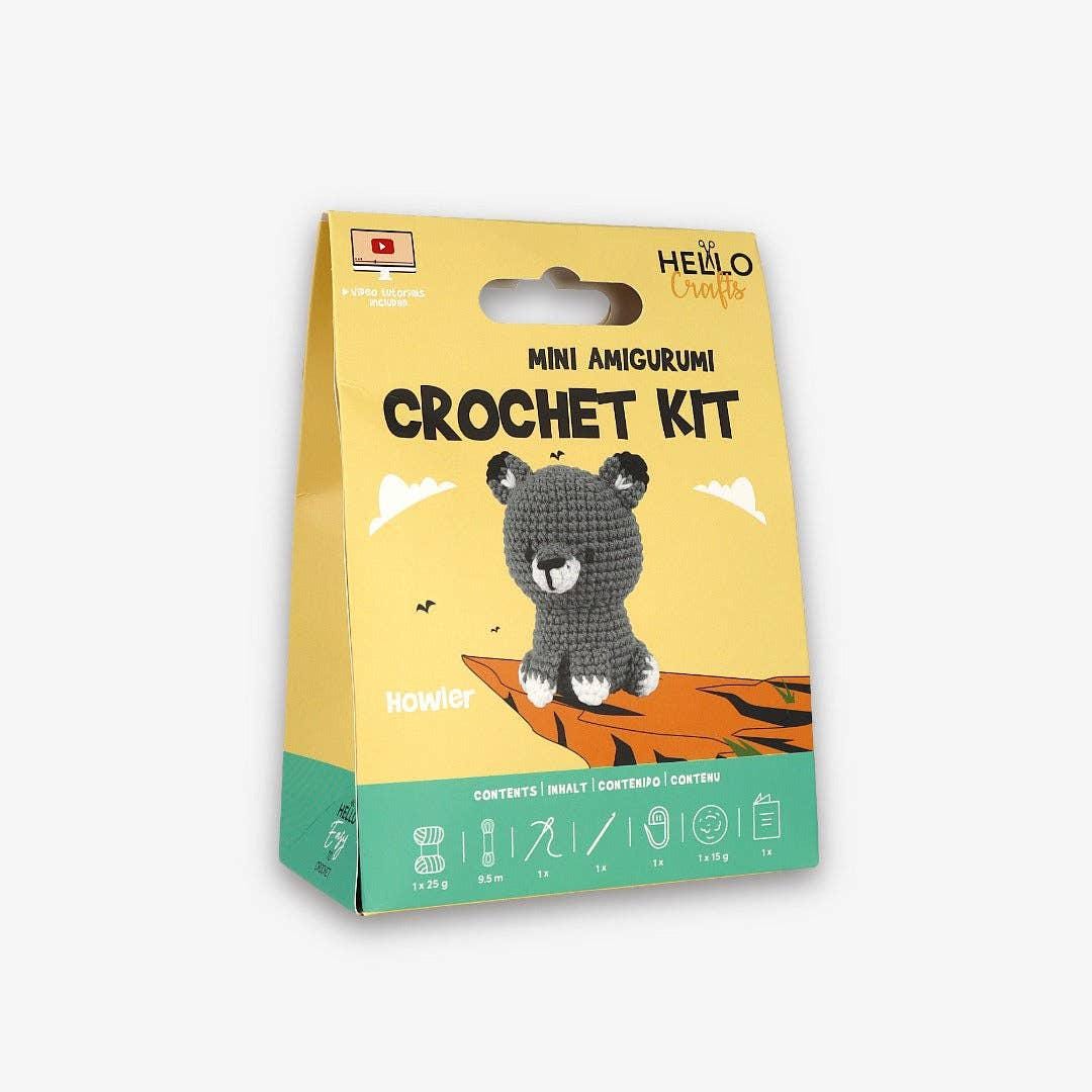 Knitty Critters - Mini Amigurumi - Howler | DIY Crochet Kit - Crochet Kits For Beginners - Soft Cotton/Acrylic Blend Yarn