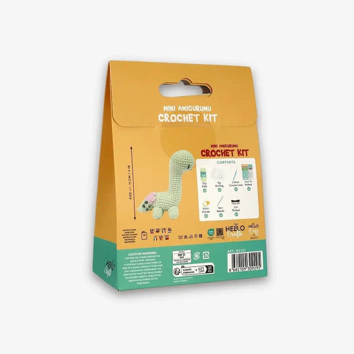 Knitty Critters - Mini Amigurumi - Dino | DIY Crochet Kit - Crochet Kits For Beginners - Soft Cotton/Acrylic Yarn