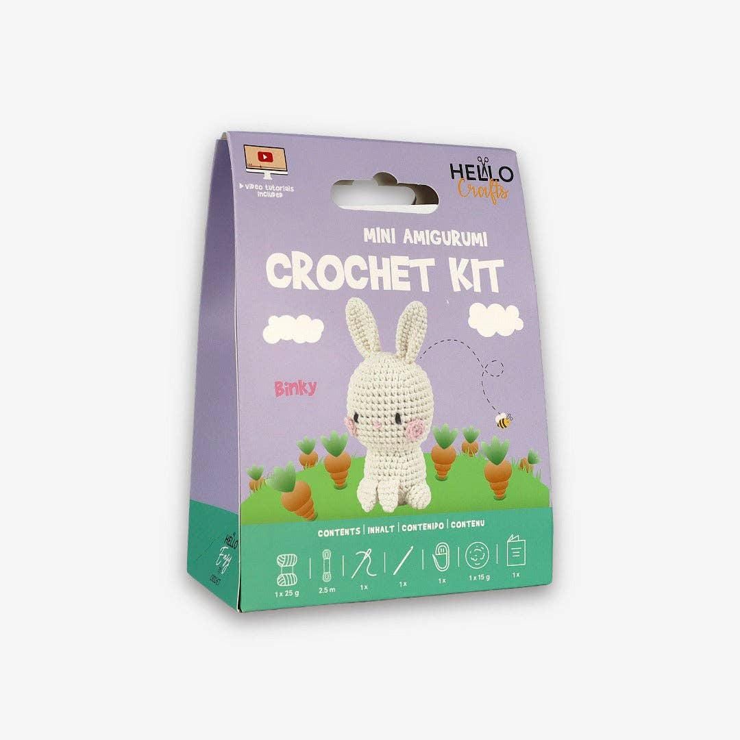 Knitty Critters - Mini Amigurumi - Binky | DIY Crochet Kit - Crochet Kits For Beginners - Soft Cotton/Acrylic Blend Yarn