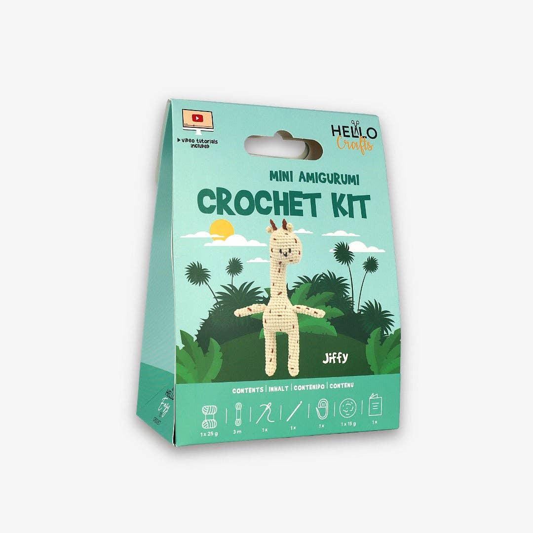 Knitty Critters - Mini Amigurumi - Jiffy | DIY Crochet Kit - Crochet Kits For Beginners - Soft Cotton/Acrylic Blend Yarn