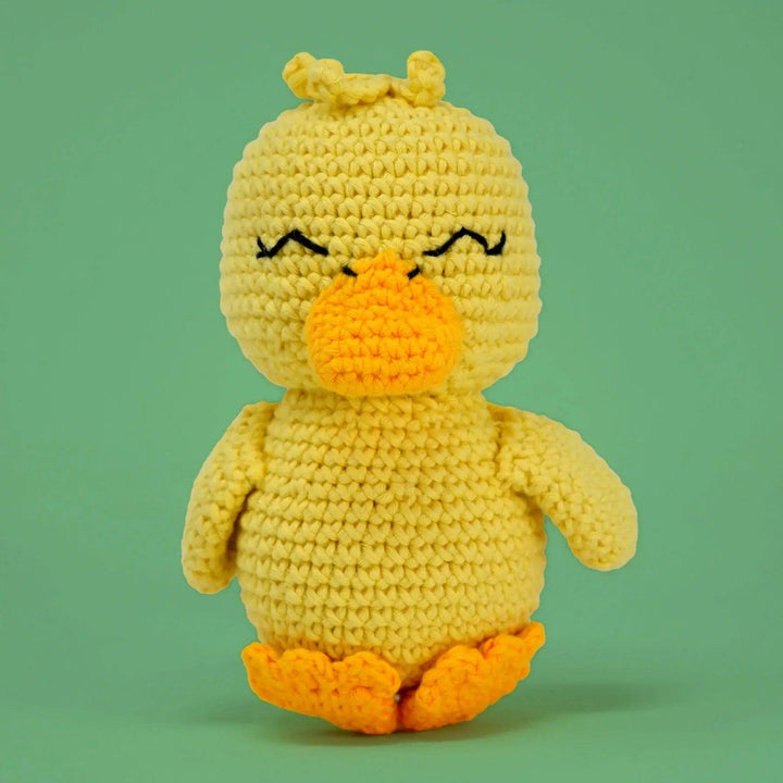 Knitty Critters - Pouch Pals - Danny Duckling, Kit - Amigurumi Kit - Crochet Kit - Recycled Cotton Yarn - Toy Stuffing - Crochet Accessories
