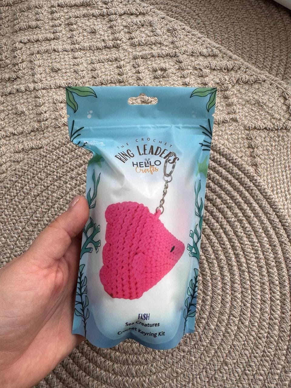 Ringleaders Keyring Crochet Kit - Sea Creature - Fish - Crochet Kit For Beginners - Cotton Acrylic Yarn - Crochet Accessories Set