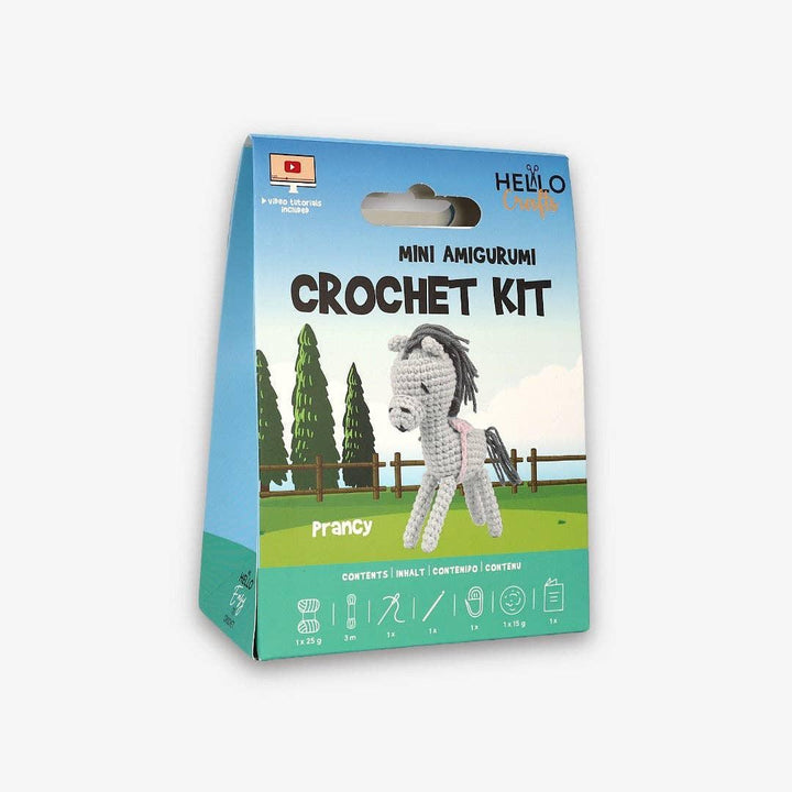 Knitty Critters - Mini Amigurumi - Prancy | DIY Crochet Kit - Crochet Kits For Beginners - Soft Cotton/Acrylic Blend Yarn
