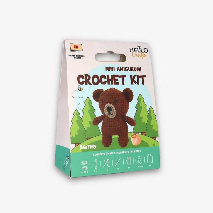 Knitty Critters - Mini Amigurumi - Barney | DIY Crochet Kit - Crochet Kits For Beginners - Soft Cotton/Acrylic Blend Yarn
