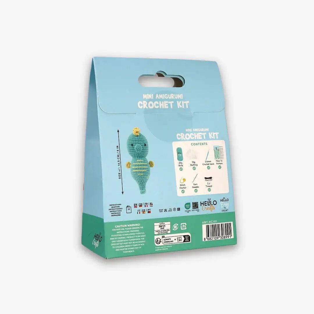 Mini Amigurumi - Sea Sparkle Seahorse | DIY Crochet Kit - Crochet Kits For Beginners - Soft Cotton/Acrylic Blend Yarn