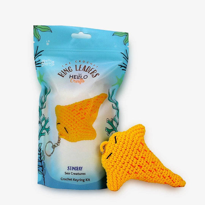 Ringleaders Keyring Crochet Kit - Sea Creature - Stingray - Crochet Kit For Beginners - Complete Crochet Supplies - Cotton Acrylic Yarn