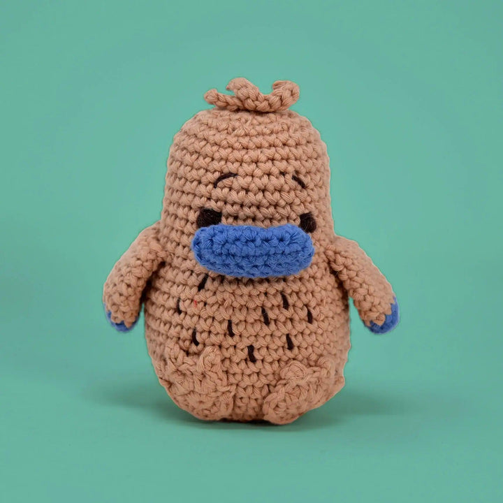 Knitty Critters - Pouch Pals - Peter Platypus, Kit - Amigurumi Kit - Crochet Kit For Beginners - Recycled Cotton Yarn
