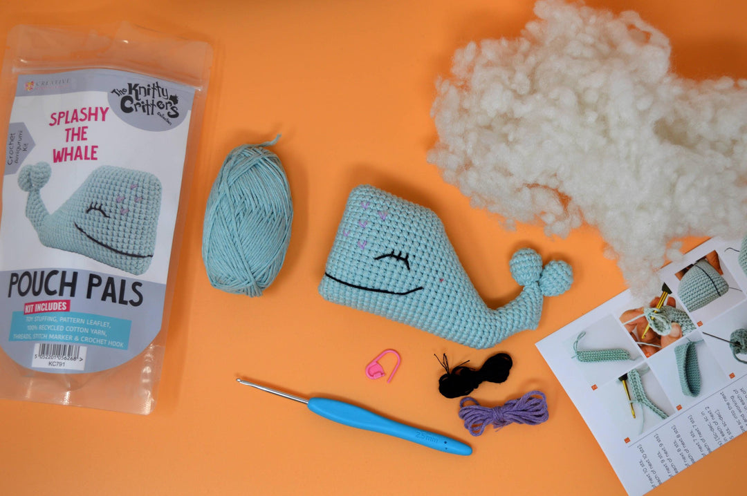 Knitty Critters - Pouch Pals - Splashy The Whale Crochet Kit