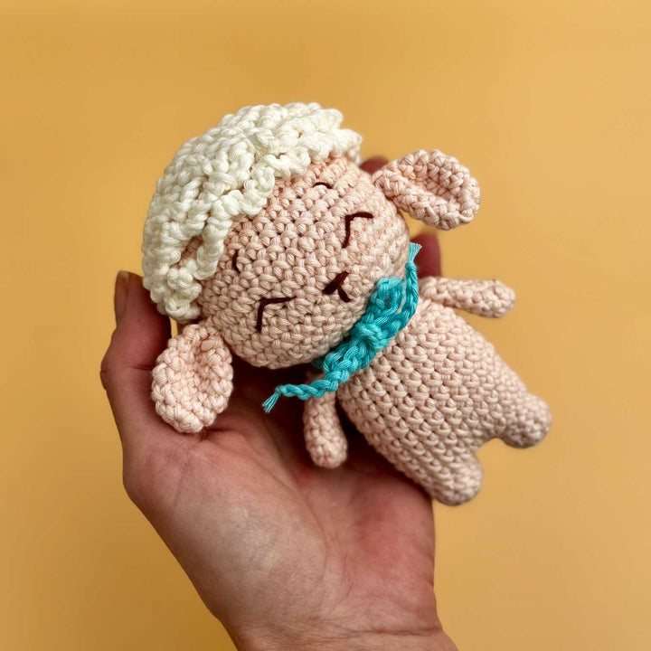 Knitty Critters - The Crochet Basket - Little Lamb, Kit - Crochet Kits For All Skill Levels - Adorable Amigurumi Creations