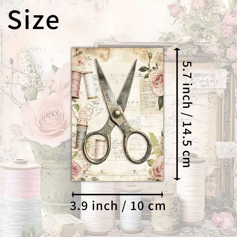 Victorian Sewing Illustration Cards – Set of 20 Vintage Pin-Up Style Paper Cards Scrapbook Paper