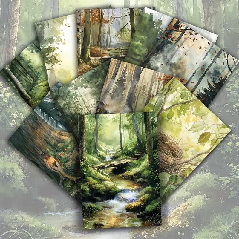 Vintage Forest Fairy Illustration Cards – Set of 20 Magical Woodland Paper Cards Scrapbook Paper