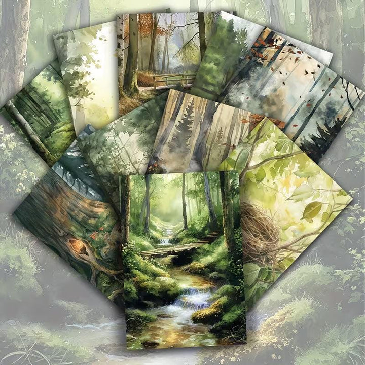 Vintage Forest Fairy Illustration Cards – Set of 20 Magical Woodland Paper Cards Scrapbook Paper