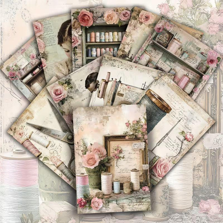 Victorian Sewing Illustration Cards – Set of 20 Vintage Pin-Up Style Paper Cards Scrapbook Paper