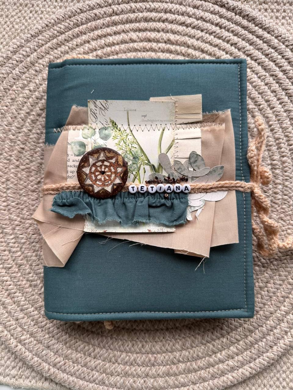 Botanical Junk Journal A5 – Handmade Vintage Style Scrapbook – Fabric Covered Journal – Nature Writing Notebook – Gift for Her