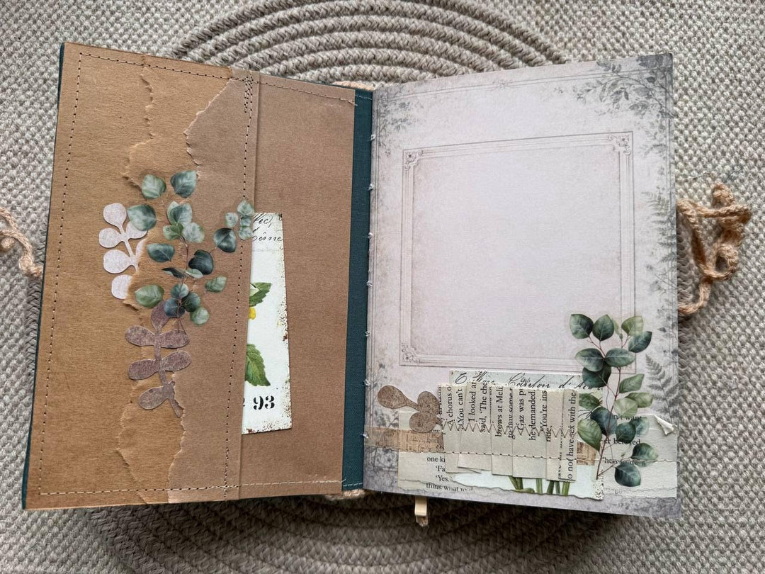 Botanical Junk Journal A5 – Handmade Vintage Style Scrapbook – Fabric Covered Journal – Nature Writing Notebook – Gift for Her