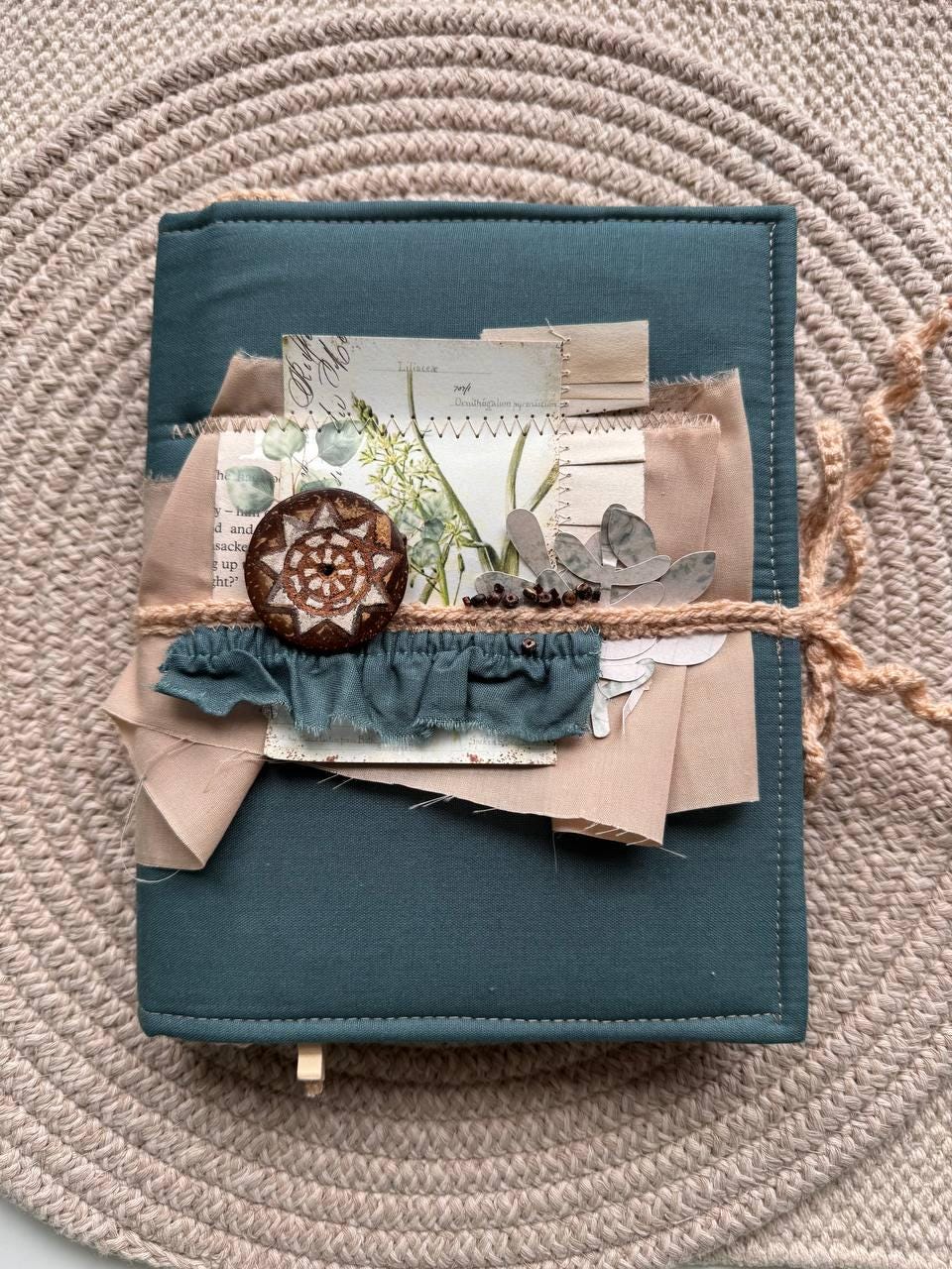 Botanical Junk Journal A5 – Handmade Vintage Style Scrapbook – Fabric Covered Journal – Nature Writing Notebook – Gift for Her