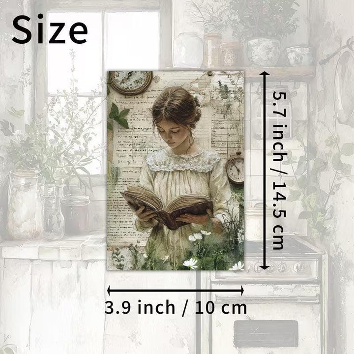 Vintage Kitchen Herb Illustration Cards – Set of 20 Pin-Up Style Paper Cards Scrapbook Paper