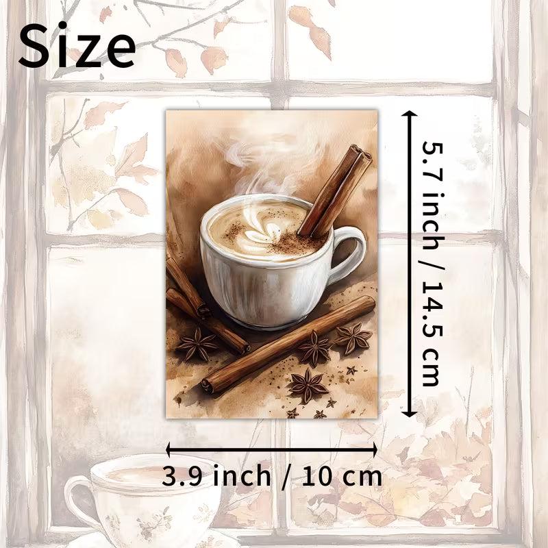 Milk, Coffee & Afternoon Tea Illustration Cards – Set of 20 Vintage Pin-Up Style Paper Cards Scrapbook Paper