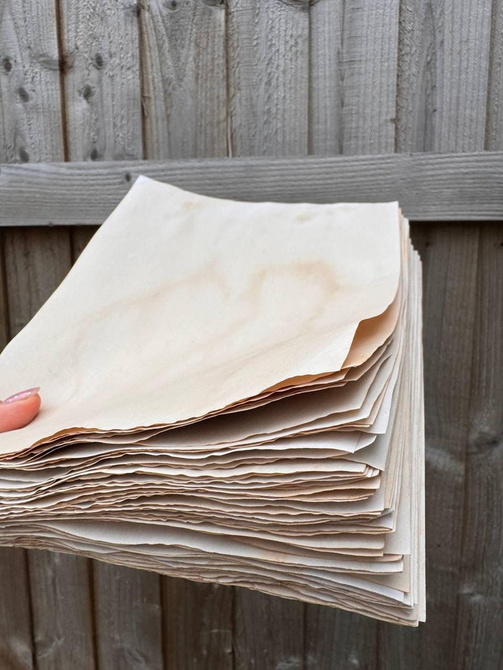 Handmade Tea Stained Paper A4 | 80gsm Aged Vintage Sheets for Junk Journal, Book Binding & Scrapbooking