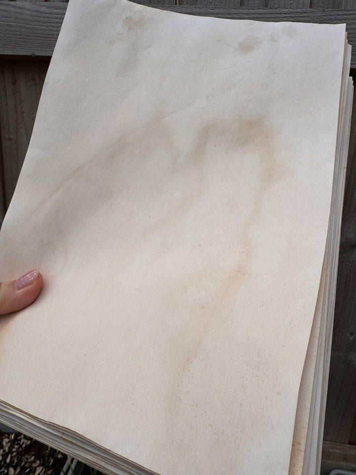 Handmade Tea Stained Paper A4 | 80gsm Aged Vintage Sheets for Junk Journal, Book Binding & Scrapbooking