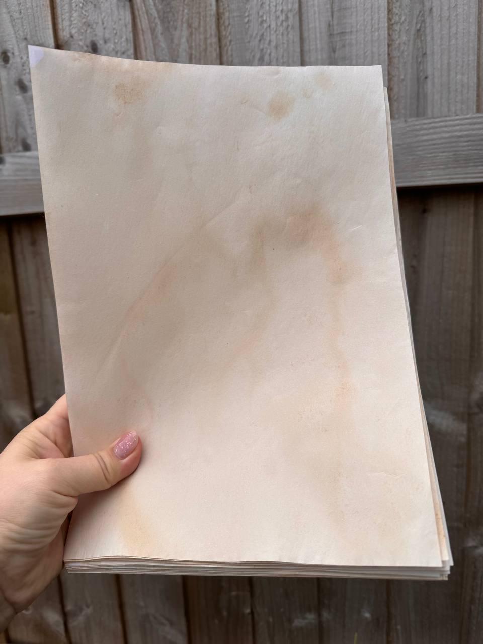Handmade Tea Stained Paper A4 | 80gsm Aged Vintage Sheets for Junk Journal, Book Binding & Scrapbooking