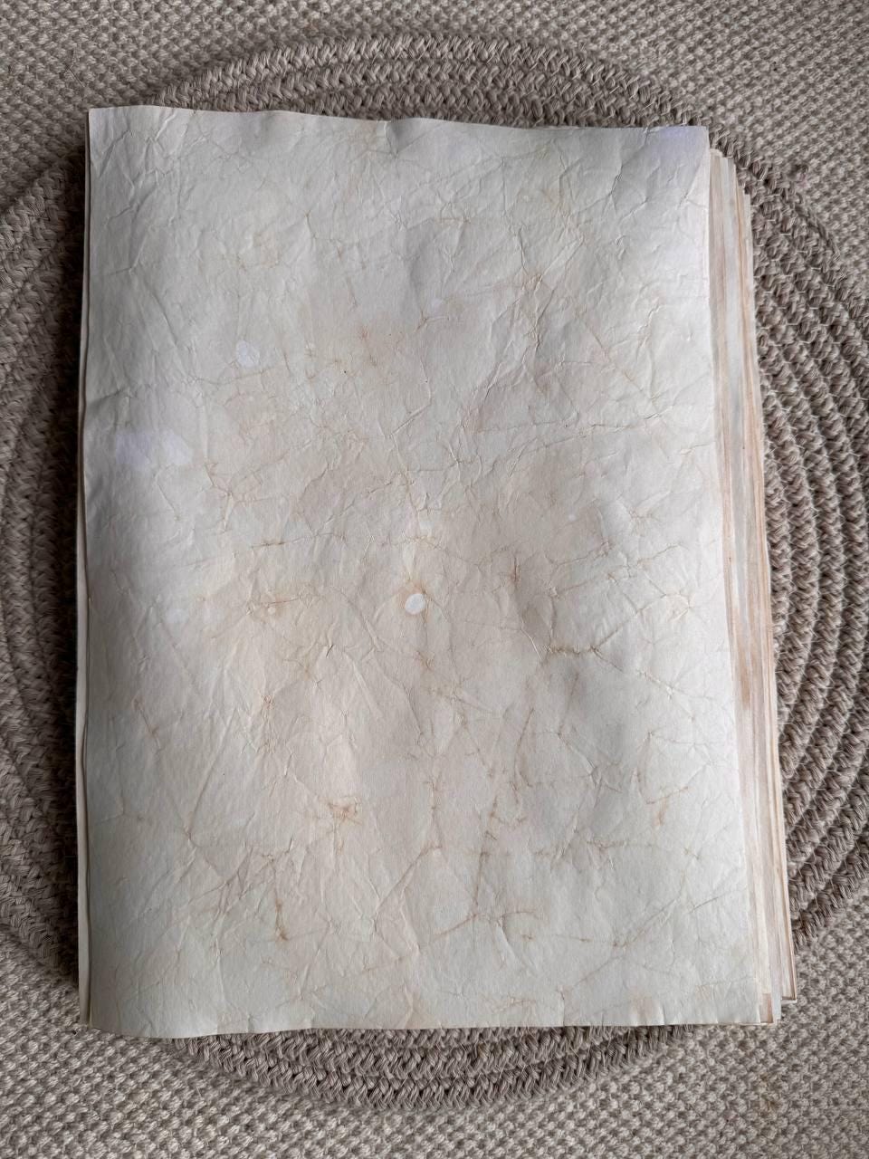 Handmade Crinkled Tea Stained Paper A4 | 80gsm Textured Aged Sheets for Junk Journal, Book Binding & Craft
