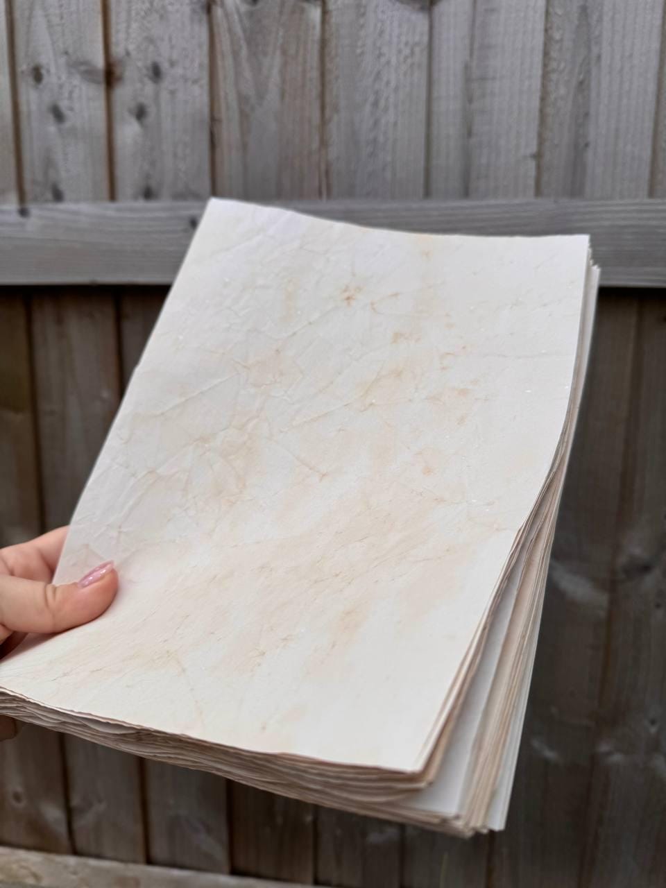 Handmade Crinkled Tea Stained Paper A4 | 80gsm Textured Aged Sheets for Junk Journal, Book Binding & Craft