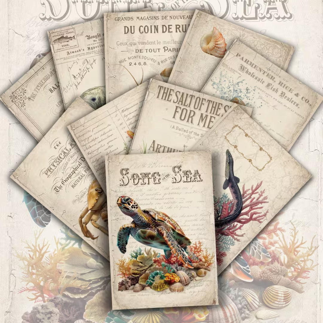 Set of 20 Vintage Sea Life Ephemera Cards 4x6 in | Ocean Animals Junk Journal Cards, Nautical Scrapbook Paper & Marine Collage Pack