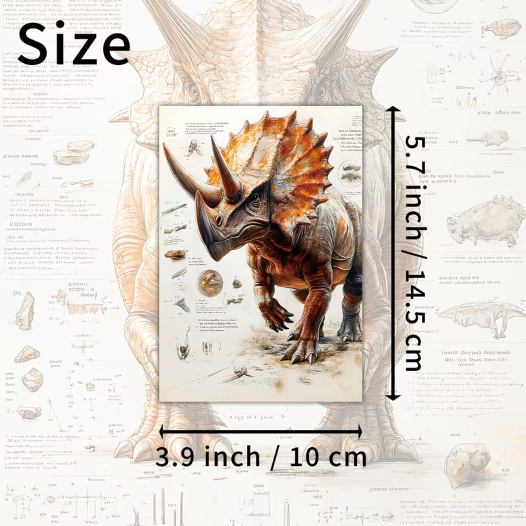 Set of 20 Vintage Dinosaur Ephemera Cards 4x6 in | Prehistoric Illustration Scrapbook Paper for Junk Journal, Collage & Craft