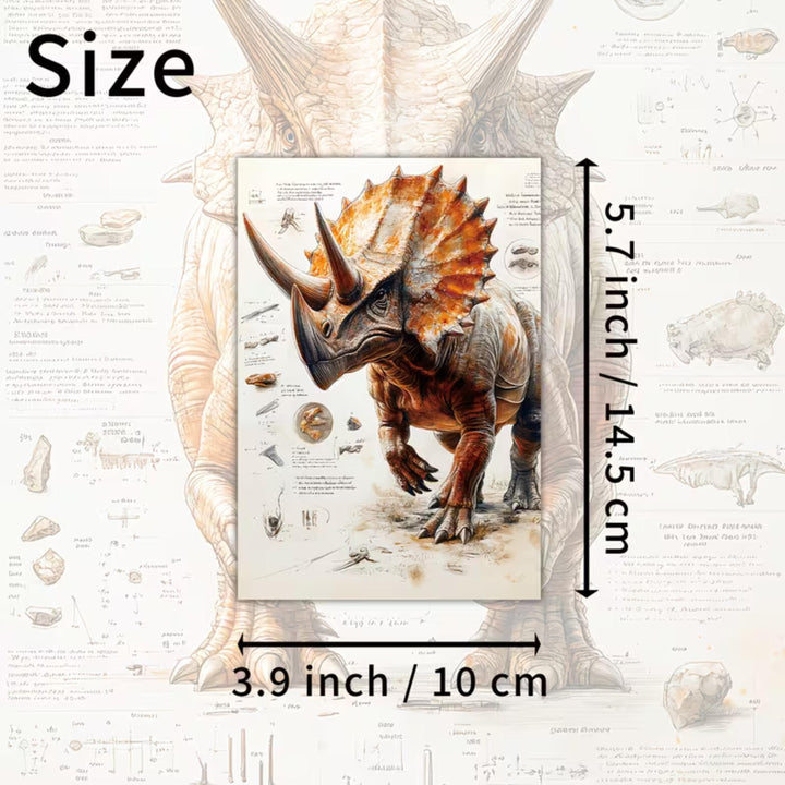 Set of 20 Vintage Dinosaur Ephemera Cards 4x6 in | Prehistoric Illustration Scrapbook Paper for Junk Journal, Collage & Craft