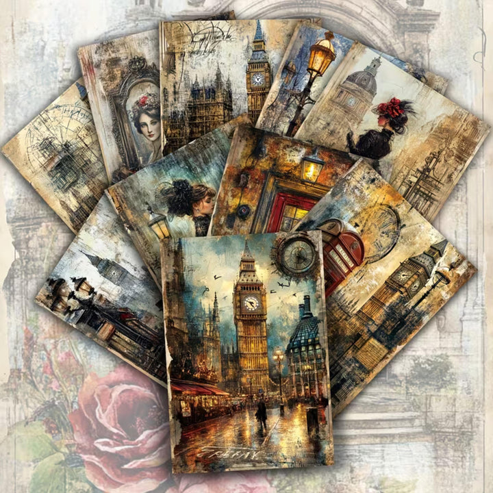 20 Vintage London Ephemera Cards 4x6 | Victorian London Junk Journal Cards, Big Ben Scrapbook Paper, London Collage Cards