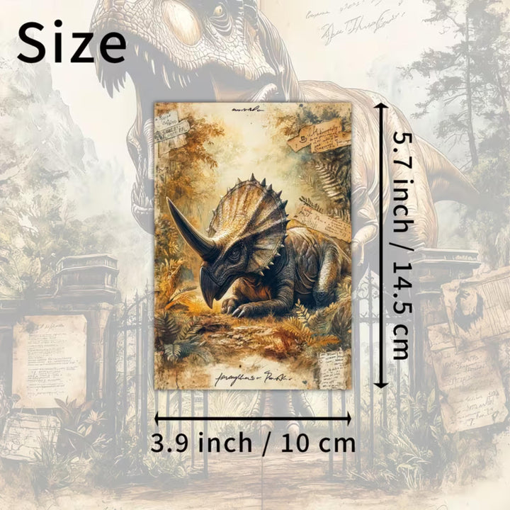 20 Vintage Dinosaur Ephemera Cards 4x6 | Jurassic Jungle Scrapbook Paper, Dinosaur Junk Journal Cards, Prehistoric Collage Supplies