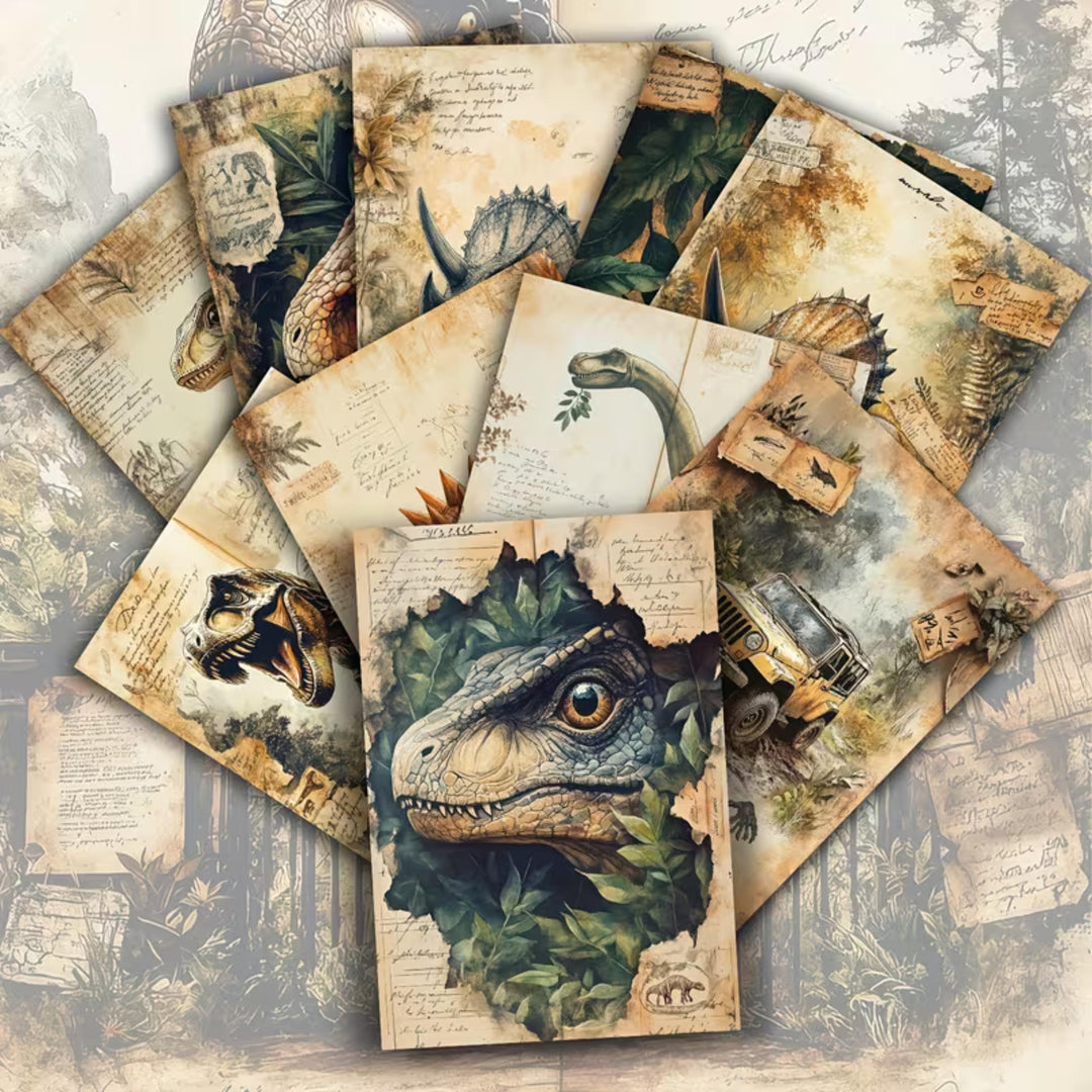 20 Vintage Dinosaur Ephemera Cards 4x6 | Jurassic Jungle Scrapbook Paper, Dinosaur Junk Journal Cards, Prehistoric Collage Supplies