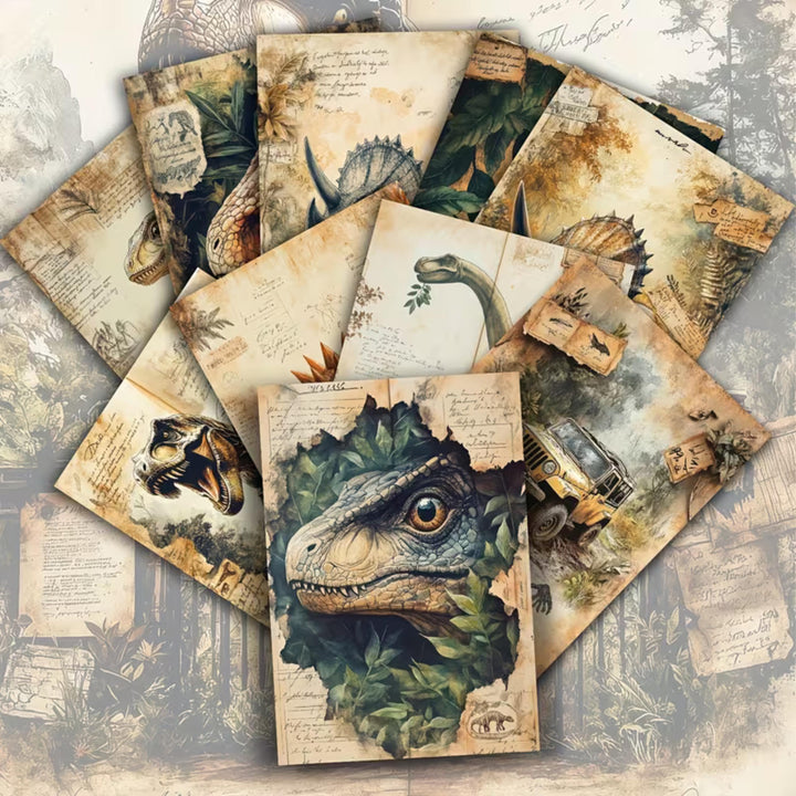 20 Vintage Dinosaur Ephemera Cards 4x6 | Jurassic Jungle Scrapbook Paper, Dinosaur Junk Journal Cards, Prehistoric Collage Supplies