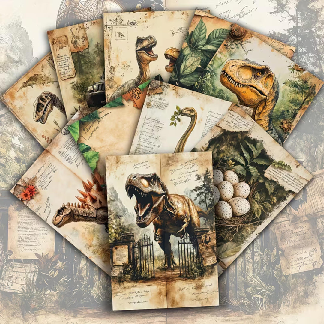20 Vintage Dinosaur Ephemera Cards 4x6 | Jurassic Jungle Scrapbook Paper, Dinosaur Junk Journal Cards, Prehistoric Collage Supplies