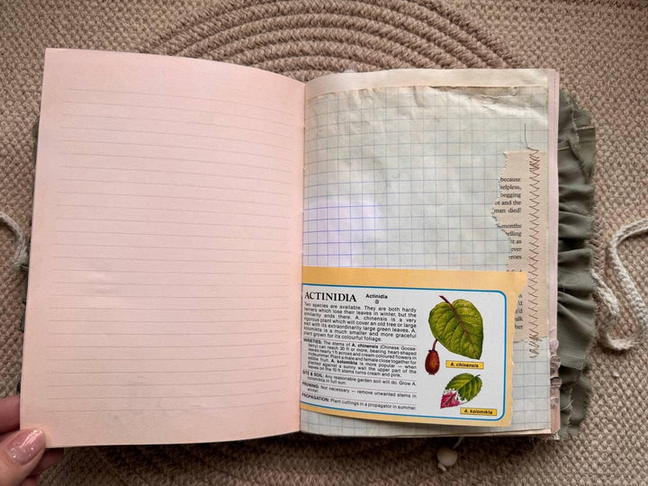 Botanical Junk Journal A5 – Handmade Fabric Notebook – Vintage Style Writing Journal – Scrapbook Album with Pockets – Cottagecore Gift