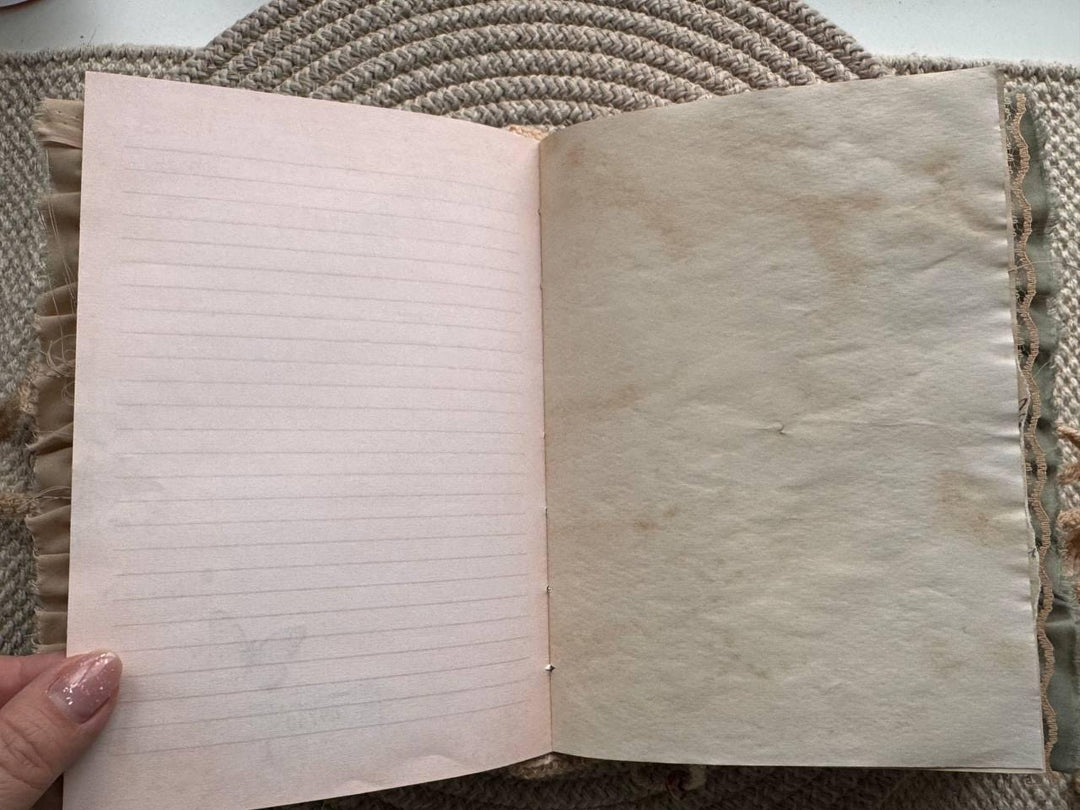 Botanical Junk Journal Handmade Vintage А5| Cottagecore Nature Journal with Lace, Fabric Cover, Botanical Ephemera Notebook