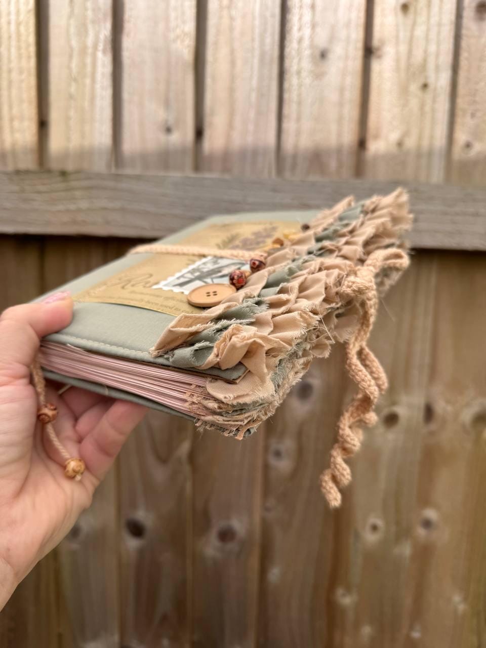 Botanical Junk Journal Handmade Vintage А5| Cottagecore Nature Journal with Lace, Fabric Cover, Botanical Ephemera Notebook