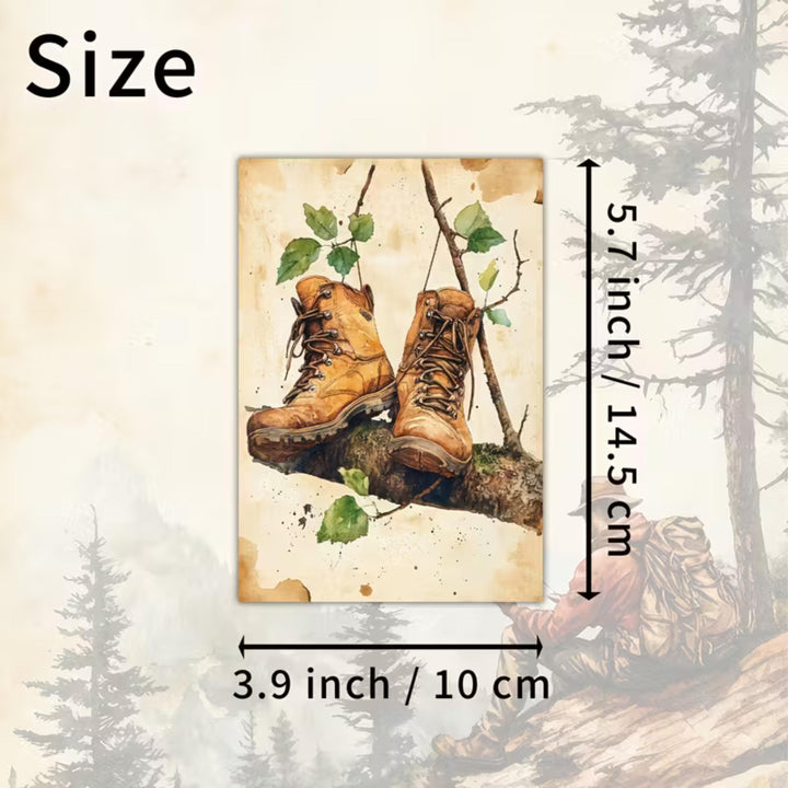 Set of 20 Vintage Hiking & Nature Cards 4x6 in | Rustic Landscape Ephemera for Junk Journal, Scrapbooking Collage