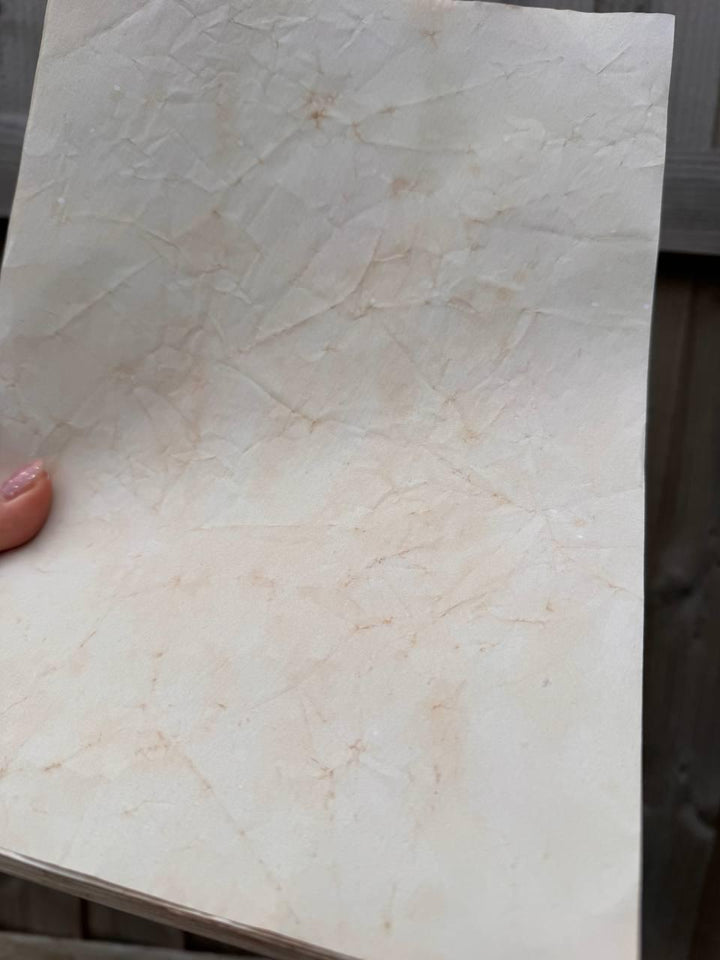 Handmade Crinkled Tea Stained Paper A4 | 80gsm Textured Aged Sheets for Junk Journal, Book Binding & Craft