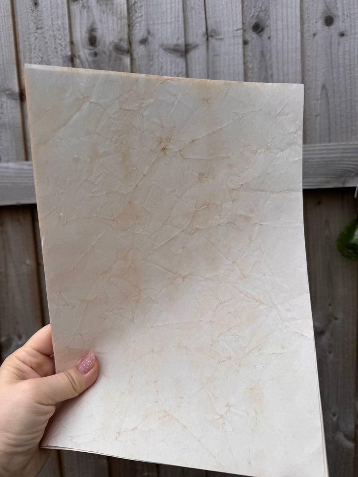 Handmade Crinkled Tea Stained Paper A4 | 80gsm Textured Aged Sheets for Junk Journal, Book Binding & Craft