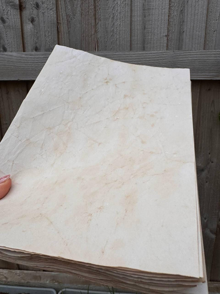 Handmade Crinkled Tea Stained Paper A4 | 80gsm Textured Aged Sheets for Junk Journal, Book Binding & Craft