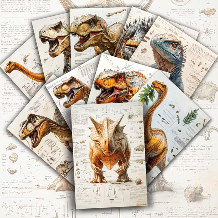 Set of 20 Vintage Dinosaur Ephemera Cards 4x6 in | Prehistoric Illustration Scrapbook Paper for Junk Journal, Collage & Craft