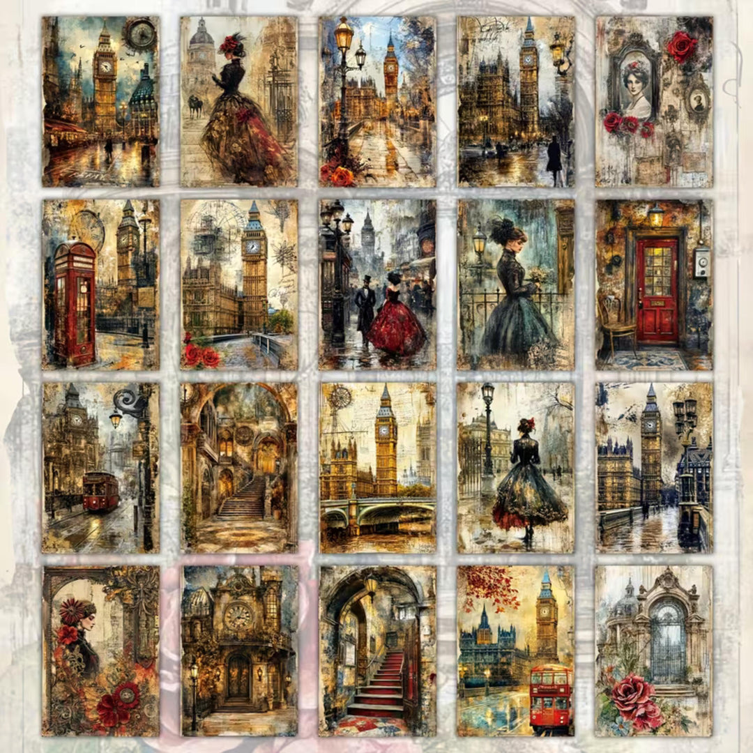 20 Vintage London Ephemera Cards 4x6 | Victorian London Junk Journal Cards, Big Ben Scrapbook Paper, London Collage Cards