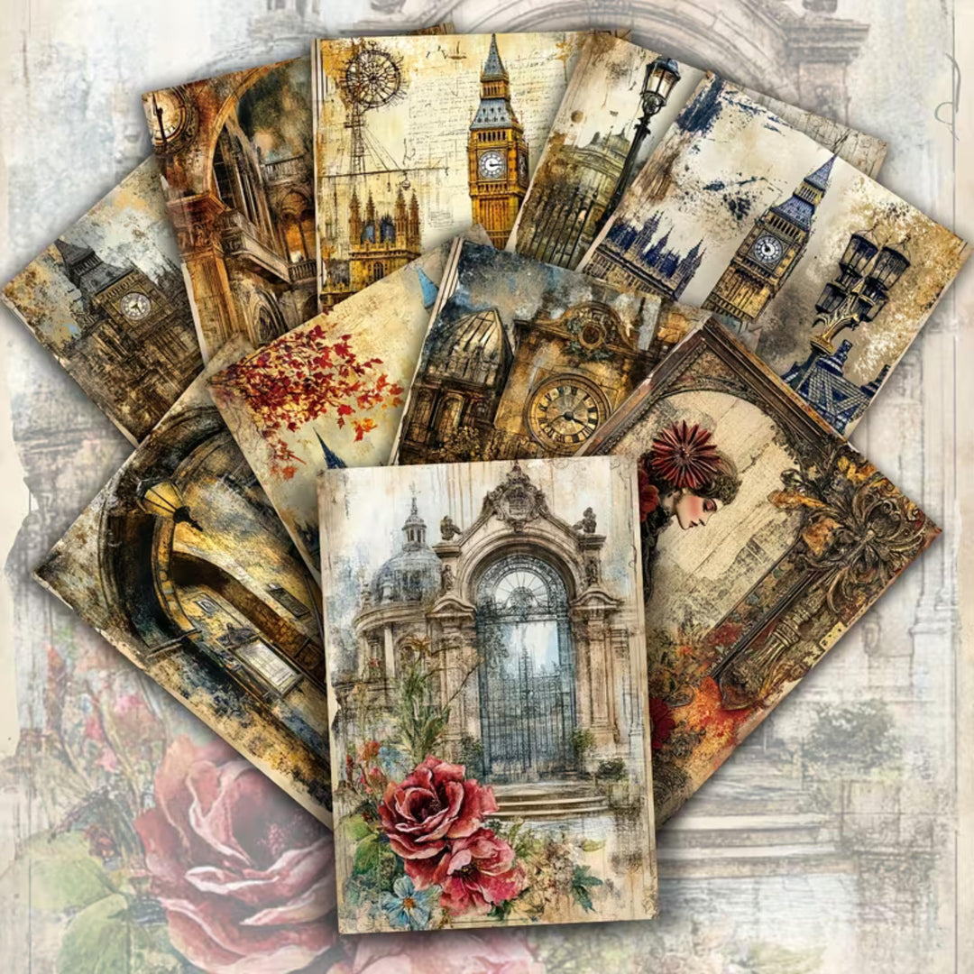 20 Vintage London Ephemera Cards 4x6 | Victorian London Junk Journal Cards, Big Ben Scrapbook Paper, London Collage Cards