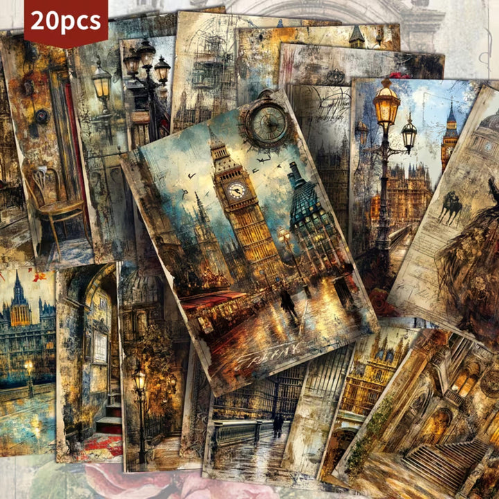 20 Vintage London Ephemera Cards 4x6 | Victorian London Junk Journal Cards, Big Ben Scrapbook Paper, London Collage Cards