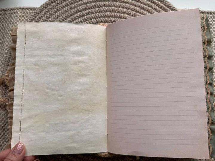 Botanical Junk Journal Handmade Vintage А5| Cottagecore Nature Journal with Lace, Fabric Cover, Botanical Ephemera Notebook
