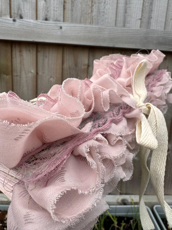 Handmade Botanical Junk Journal, Cottagecore Fabric Journal, Vintage Ephemera Notebook with Lace Ruffles, Romantic Nature Journal